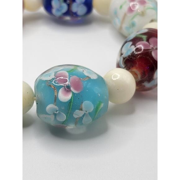 Lampwork Glass Floral Bead Bracelet Craft Lot Multicolor 16.5mm Beads - Picture 7 of 7